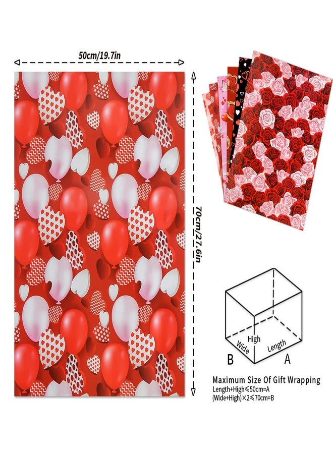 Boerni Romantic Love Wrapping Paper For Men Women, 6 Sheets in 6 Designs Included Red and Pink Rose hearts balloons, 20 x 30 inch Per Sheet Folded Flat for Wedding Anniversary Valentine's Day Mother's Day, - Image 3